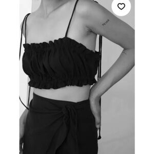 Black Ruffled Crop Top